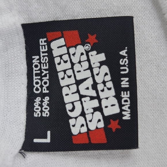 Vintage 1991 Fulton County Swim Championship Flag logo graphic white LG t-shirt - Picture 5 of 5